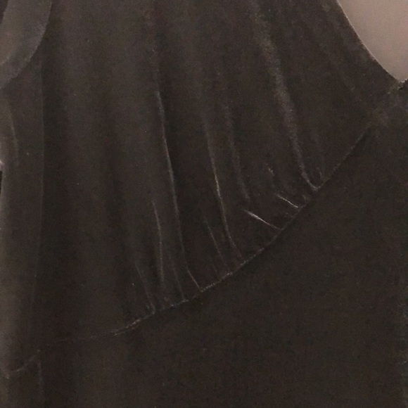 LAND’S END Black Velour Velvet V-neck Dress Women’s Size (14-16) - Picture 4 of 4